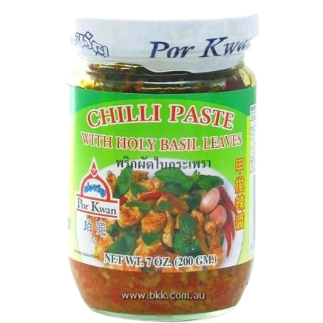 Image presents Pokwan Chili Paste_holy Basil 24x200g