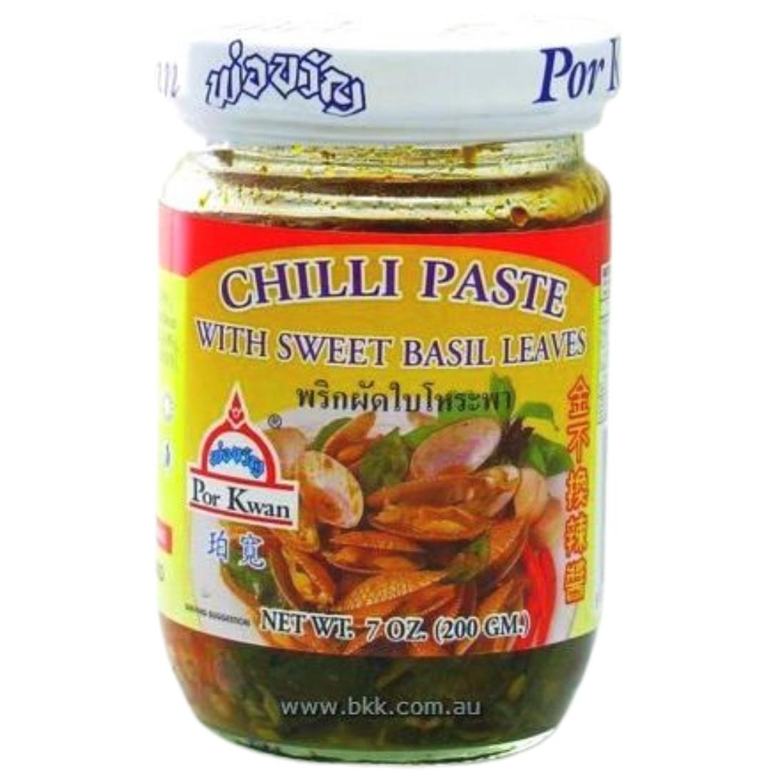 Image presents Pokwan Chili Pastesweet Basil 24x200g.