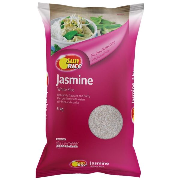 Image presents 3x5kg Sunrice Jasmine Rice