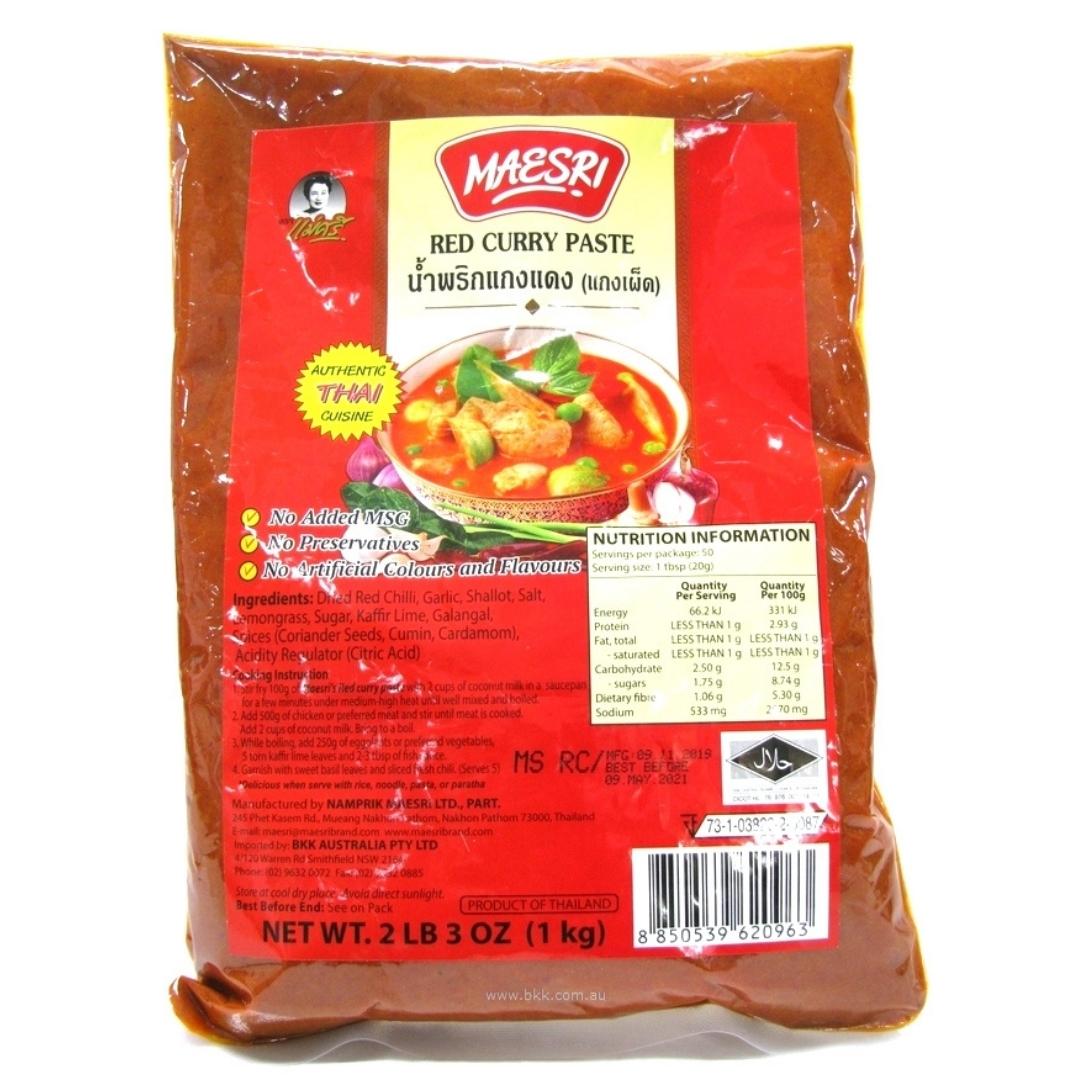 Image presents Mae Sri 10x1kg.red Curry Paste No Tub