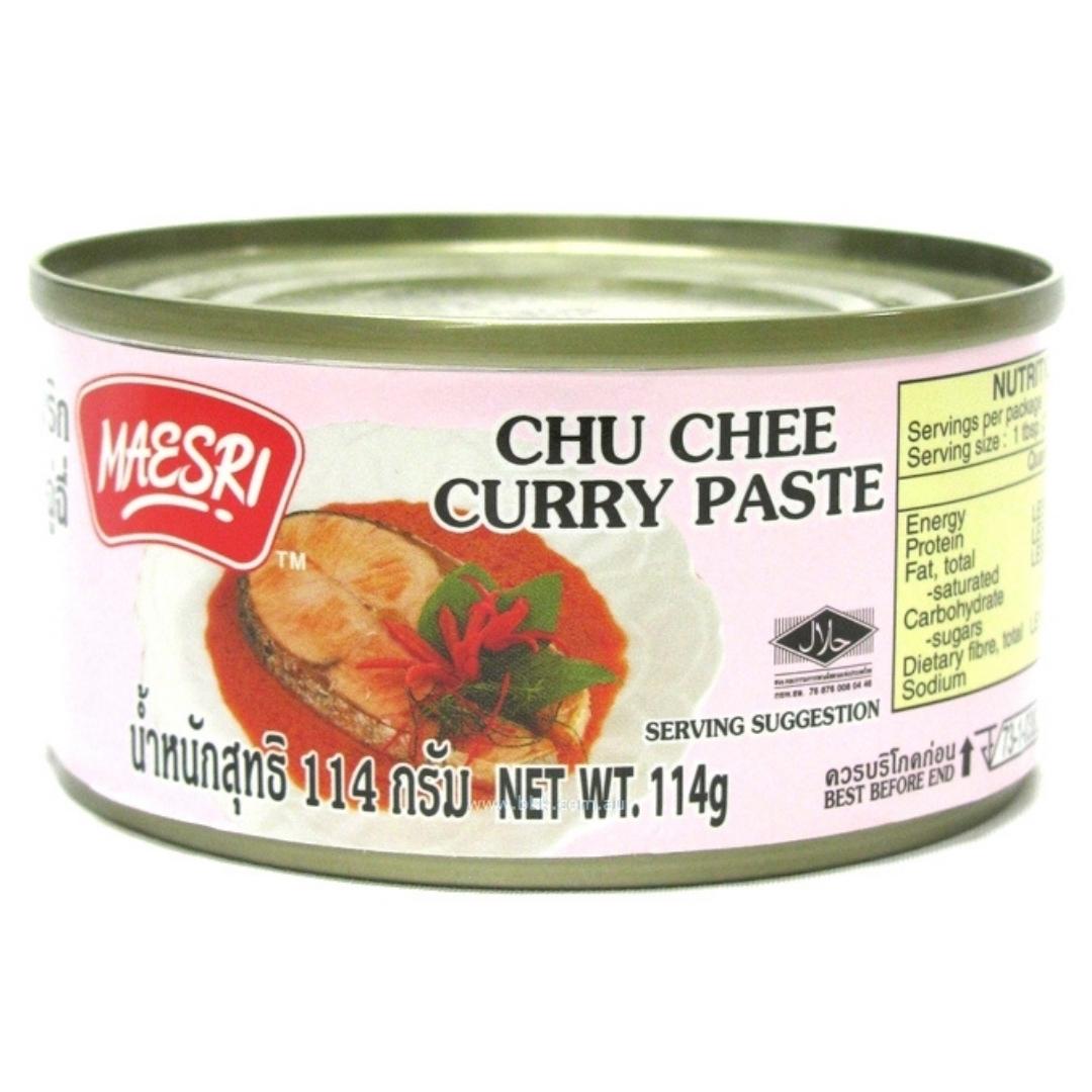 Image presents Maesri Chu Chee Curry Paste 48x114g.