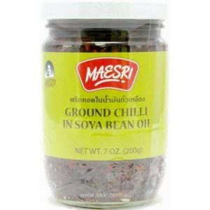 Image presents Maesri Ground Chilli In Oil 24x200g.