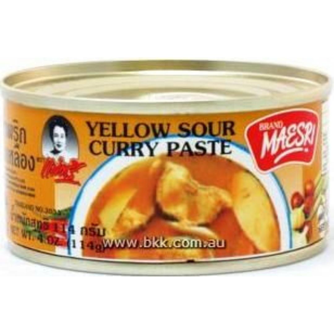 Image presents Maesri Yellow Sour Curry Paste 48x114g