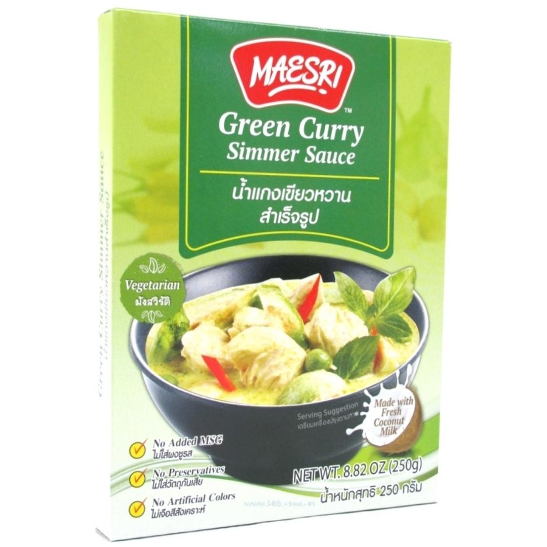 Image presents Maesri Foil Pouch Green Curry Simmer12x250g