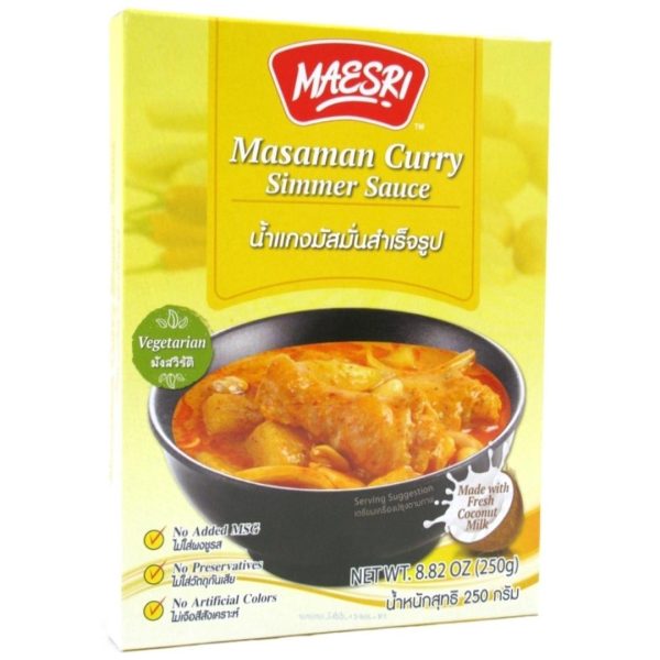 Image presents Maesri Foil Pouch Masaman Curry Simmer12x250