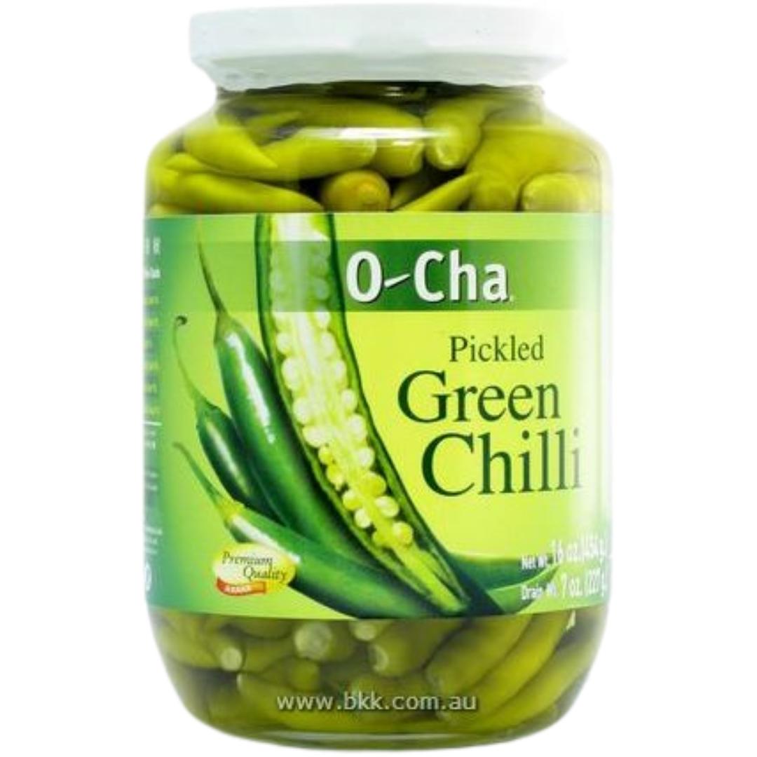 Image presents O-cha Pkl Whole Chili 24x454g(Green)