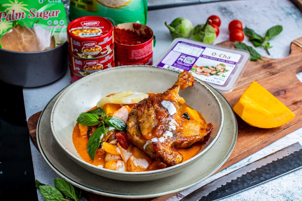 image presents recipe for Red Curry with Roast Duck