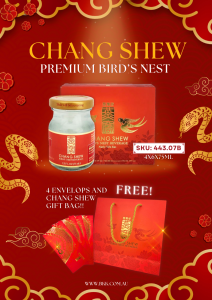 Premium Chang Shew Bird’s Nest product displayed elegantly, showcasing its quality and natural ingredients.