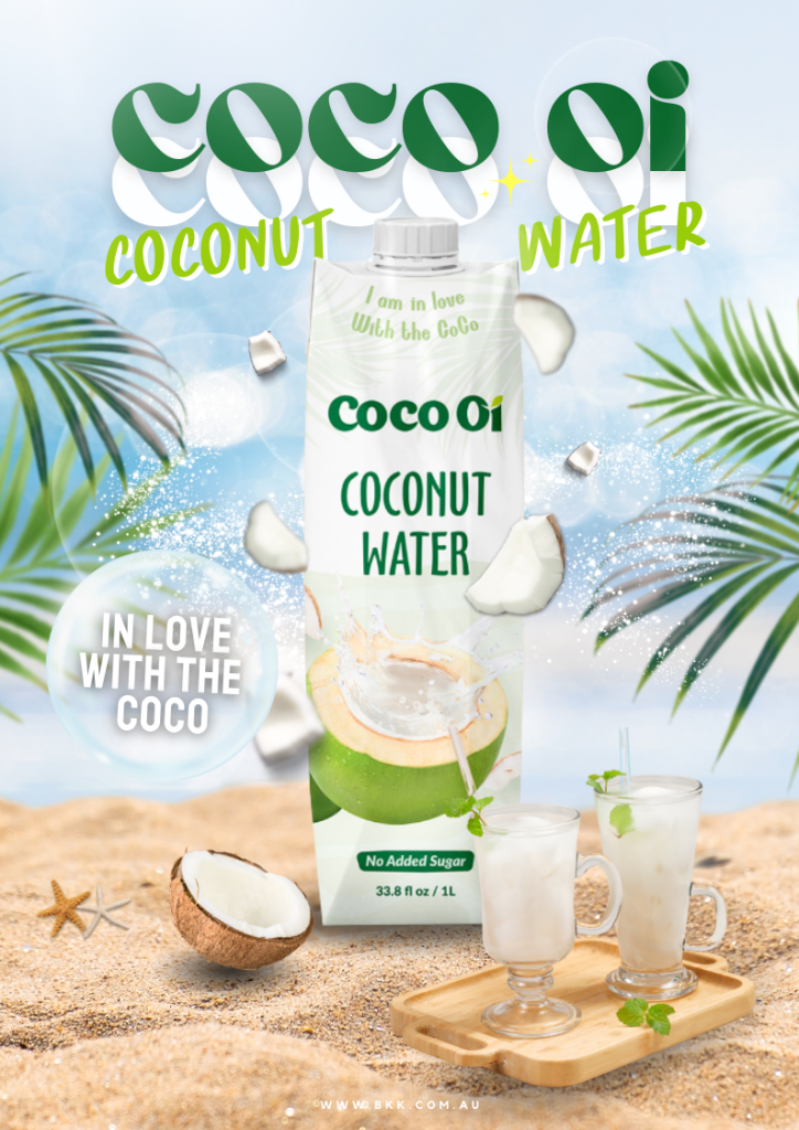 A refreshing blend of coconut water and coconut milk, featured in the Coco Oi Newsletter.